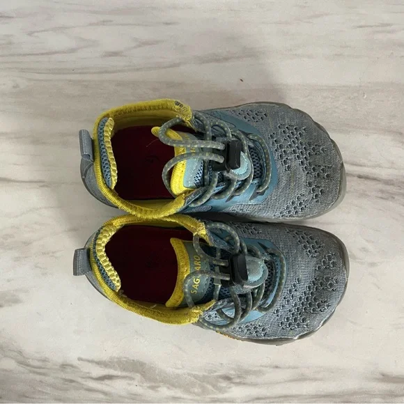 Toddler wide toe barefoot shoe blue and yellow - Picture 2 of 10